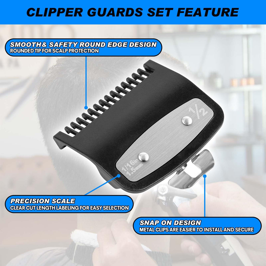 2 Pack Replacement for Wahl Clipper Guards Set Compatible with wahl 1/2 clipper guards,Metal Guide Comb Attachment 1/16" (1.5 mm), for Barbers and Stylists,Black ﻿