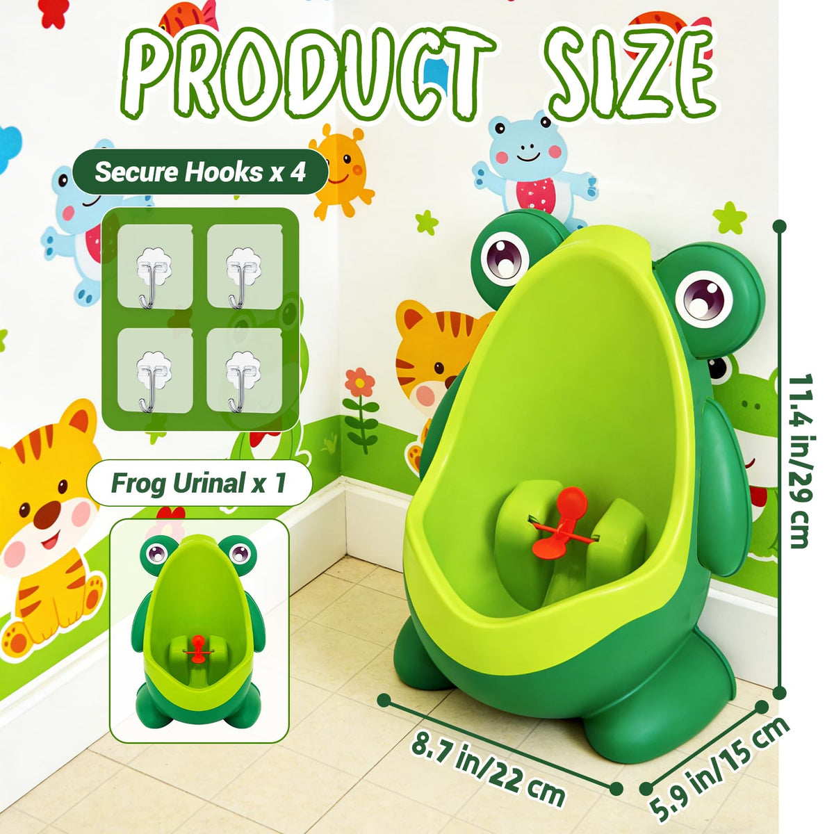 Frog Pee Training,Cute Potty Training Urinal for Boys with Funny Aiming Target,Green Urinals for Toddler Boy