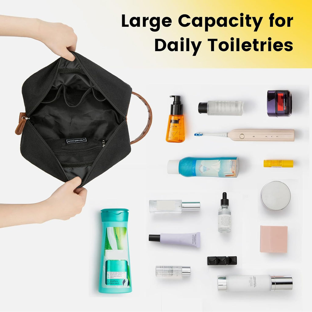Buy now Vorspack Travel Toiletry Bag - Hanging Toiletry Bag for Men Water Resistant Canvas Shaving Bag with Large Capacity for Travel - Black at indiglob india