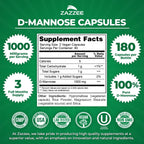 Buy now Zazzee D-Mannose, 1000 mg per Serving, 180 Vegan Capsules, 3 Month Supply, Potent & Fast-Acting, Certified Kosher, 100% Pure, All-Natural Urinary Tract Health Support, 100% Vegetarian, Non-GMO at indiglob india