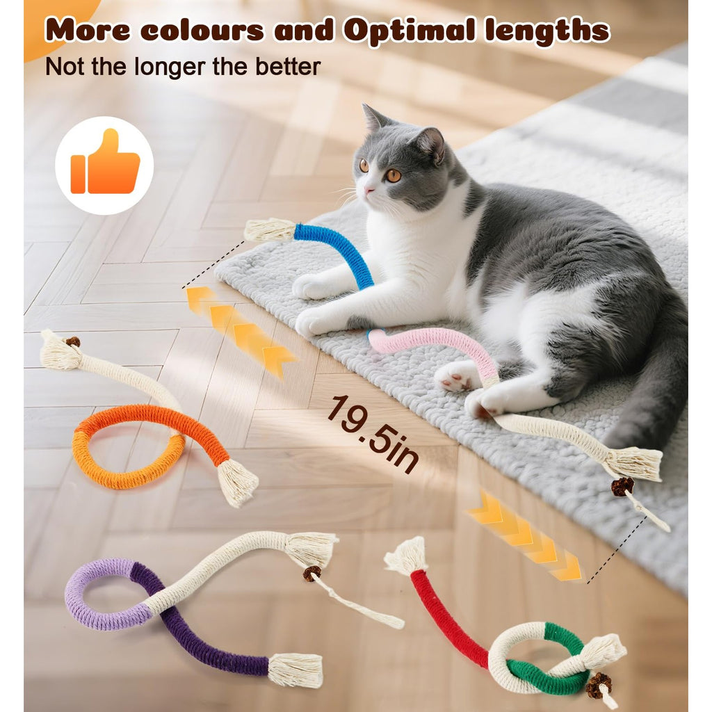 Cat Chew Ropes 4Pcs, Safe Cat Chew Toys for Indoor Cats with Catnip