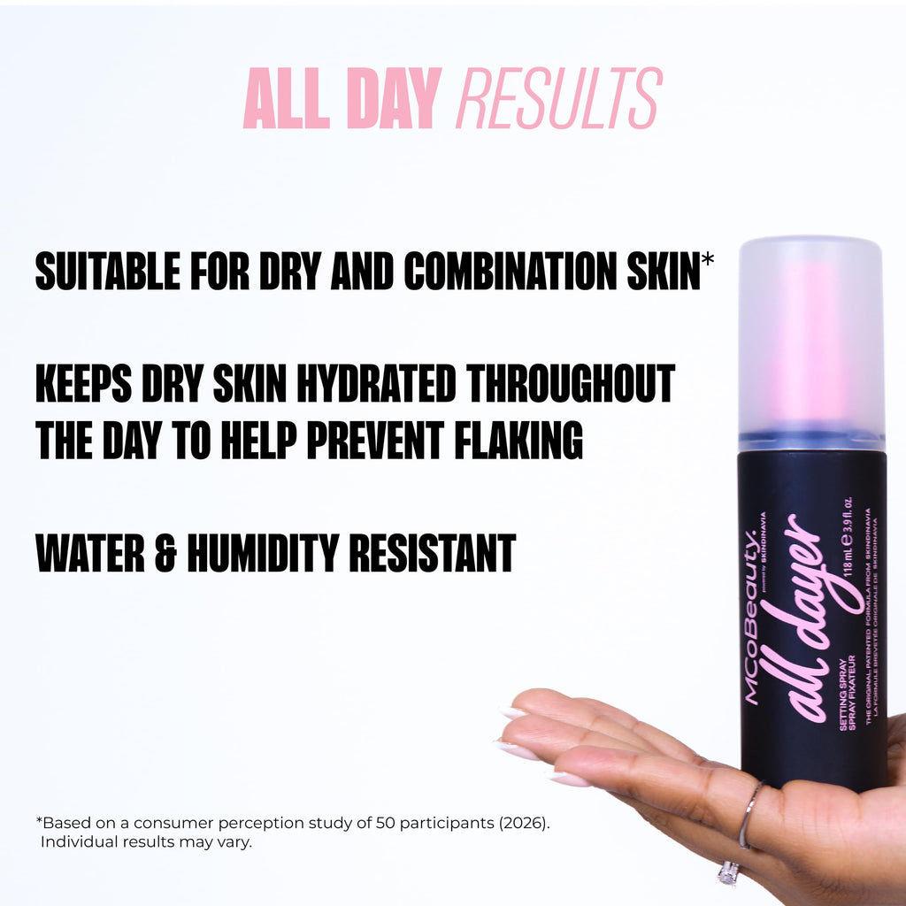 MCoBeauty All Dayer 16 Hour Makeup Setting Spray, Natural Glow Finish