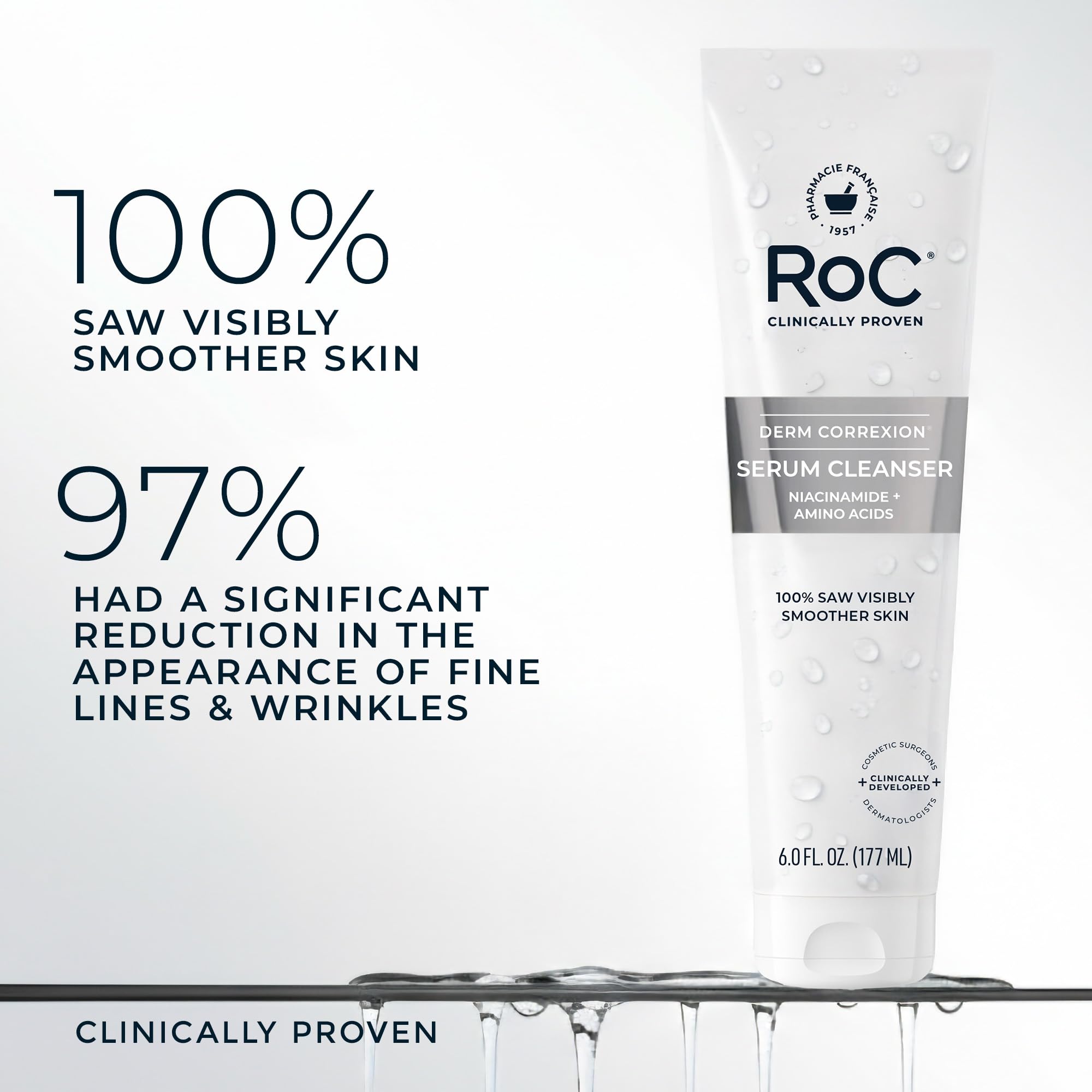 Buy now RoC Retinol Correxion Deep Wrinkle Serum Facial Cleanser with Niacinamide for Anti-Aging & Fine Lines, Makeup Remover, Ophthalmologist Tested Skin Care, 6 oz at indiglob india