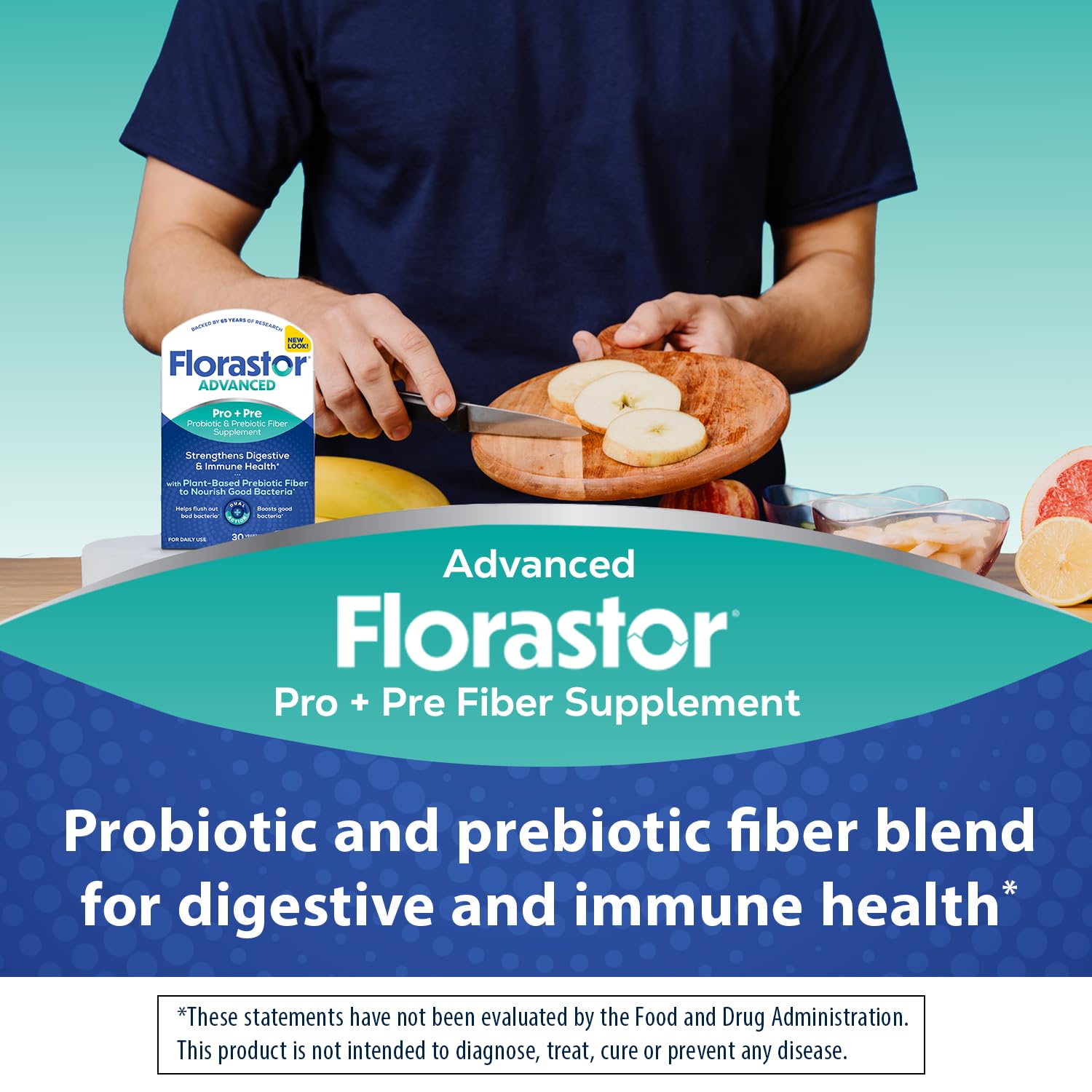 Florastor Advanced Pro+Pre Daily Probiotic and Prebiotic, 30 Capsules | Boosts Good Bacteria with Saccharomyces Boulardii CNCM I-745