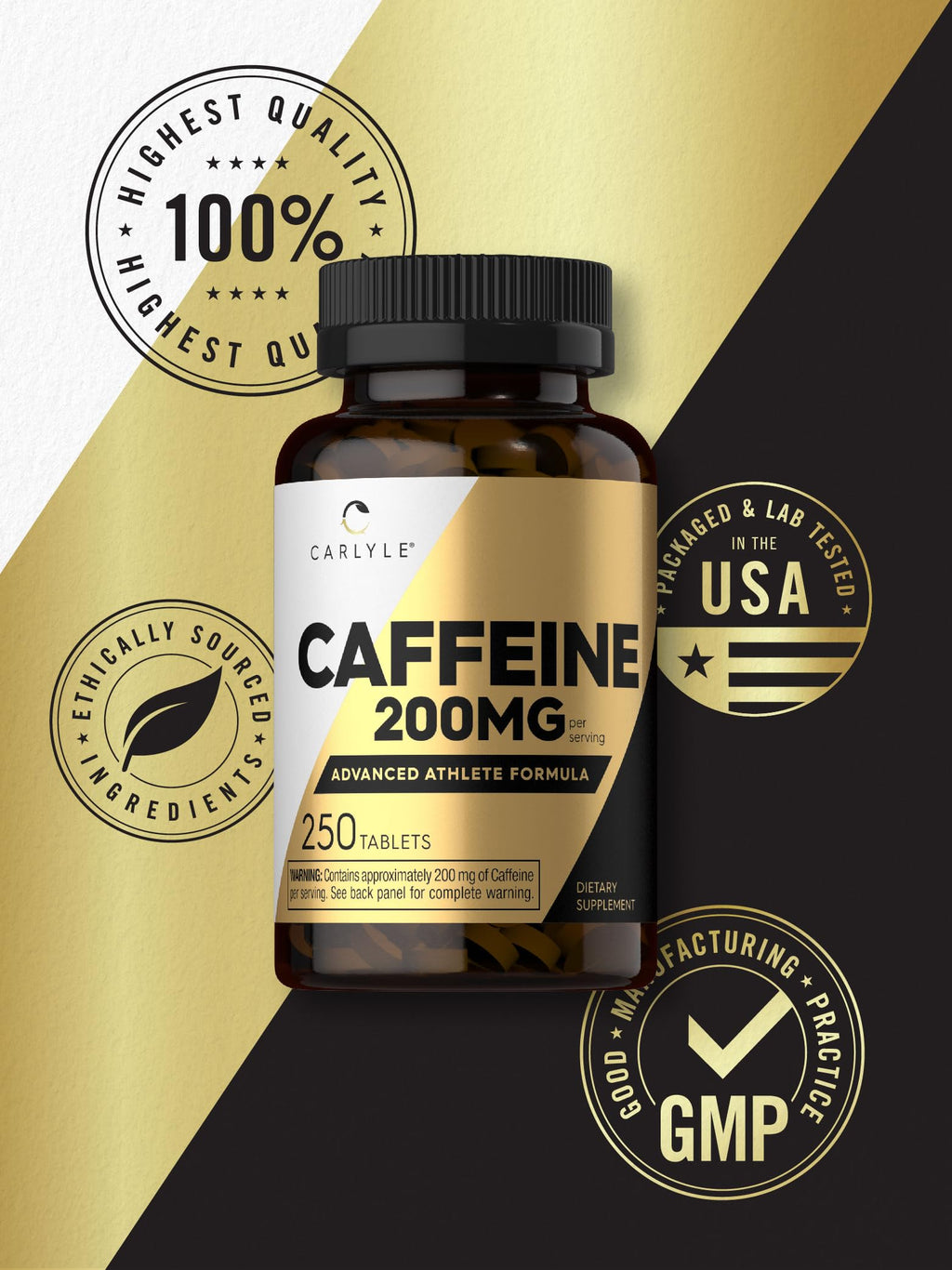 Carlyle Caffeine Pills 200mg | 250 Tablets | Advanced Athlete Formula