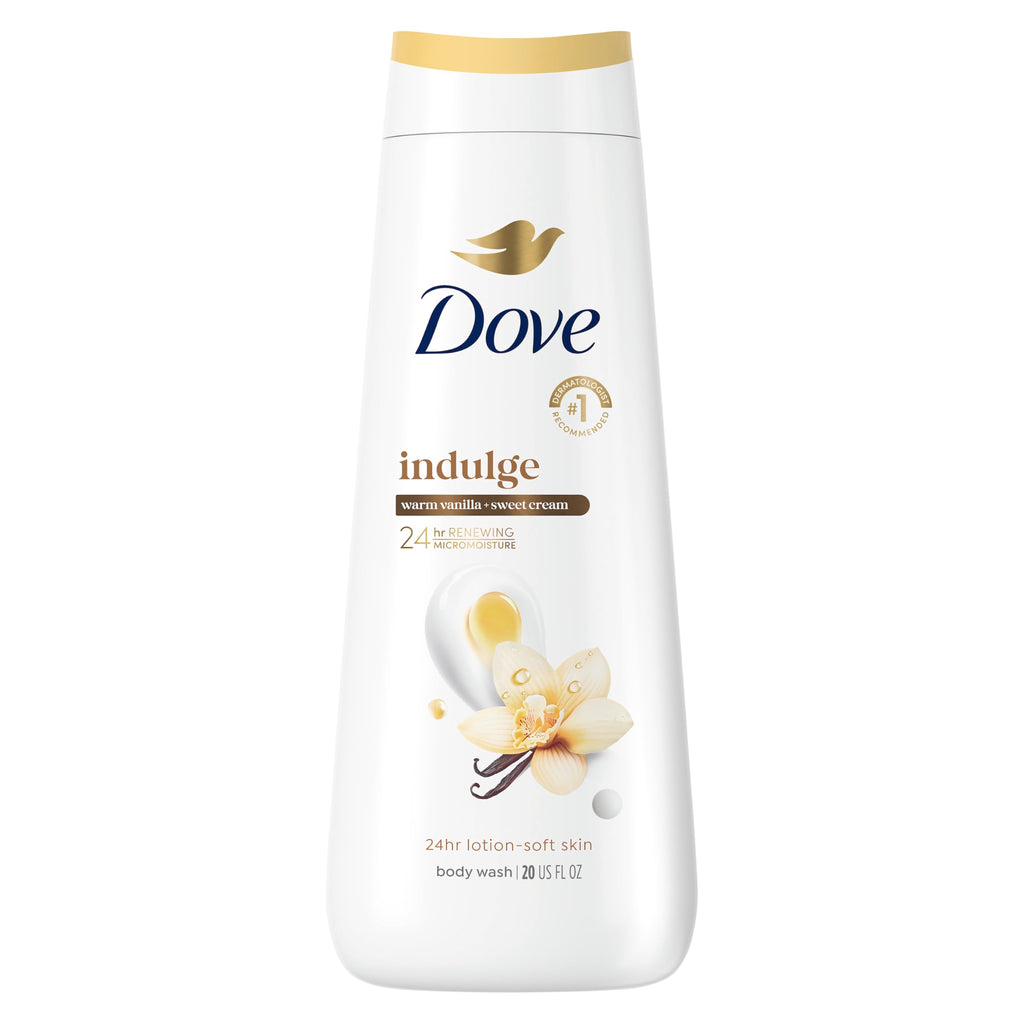 Dove Body Wash Warm Vanilla & Sweet Cream 20 oz, Sulfate Free | Dove Warm Vanilla & Sweet Cream Body Wash nourishes skin with rich vanilla scent and MicroMoisture technology.
