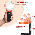 Buy now Dicfeos 30X 40X Magnifying Glass with Light and Stand, Non-Rechargeable, Folding Design 32 LED Illuminated for Close Work, Handheld Large Glasses Reading, Powered by Battery or USB at indiglob india