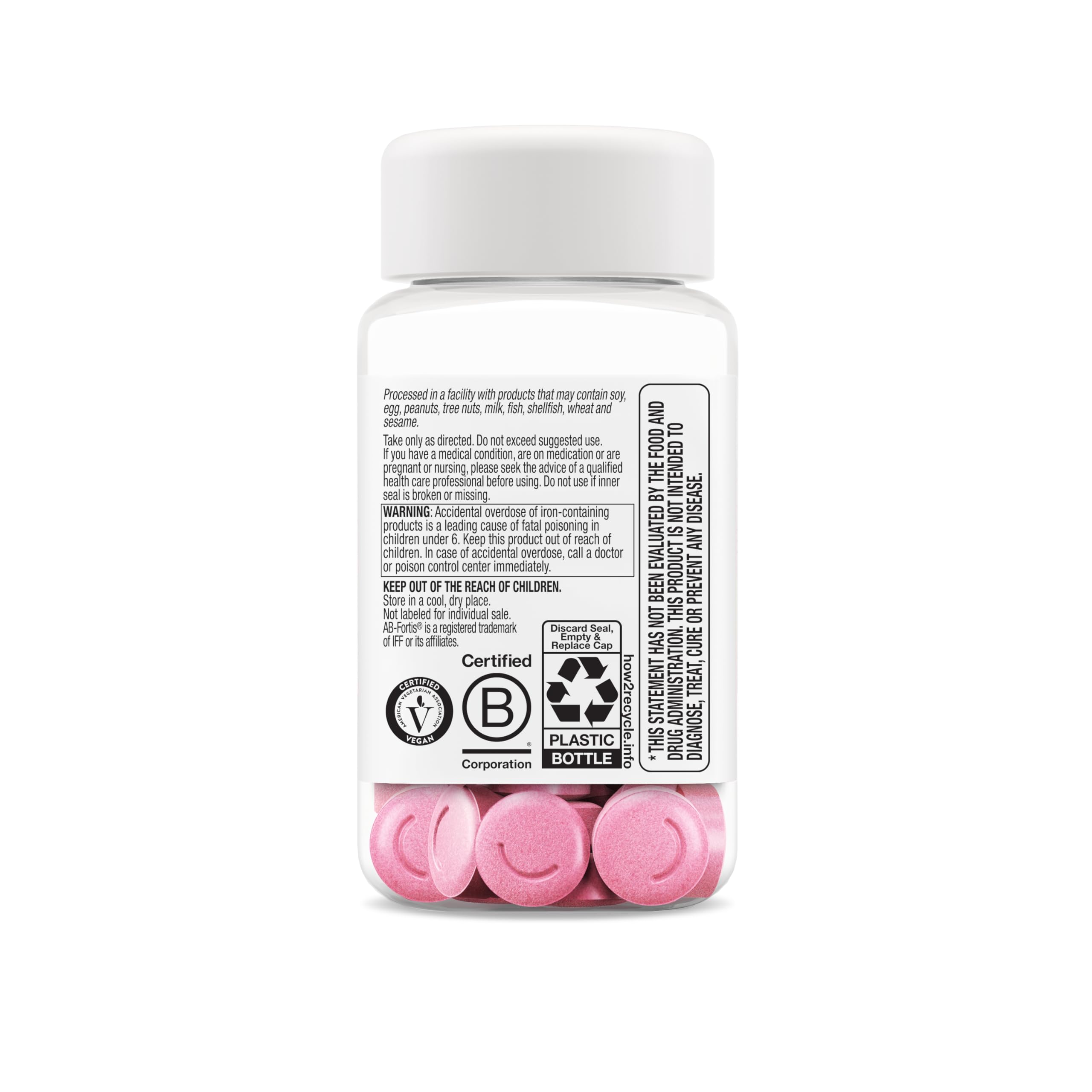 OLLY Delightful Iron Chewable Tablet, 18 mg Iron, Fruit Punch - 60 Count