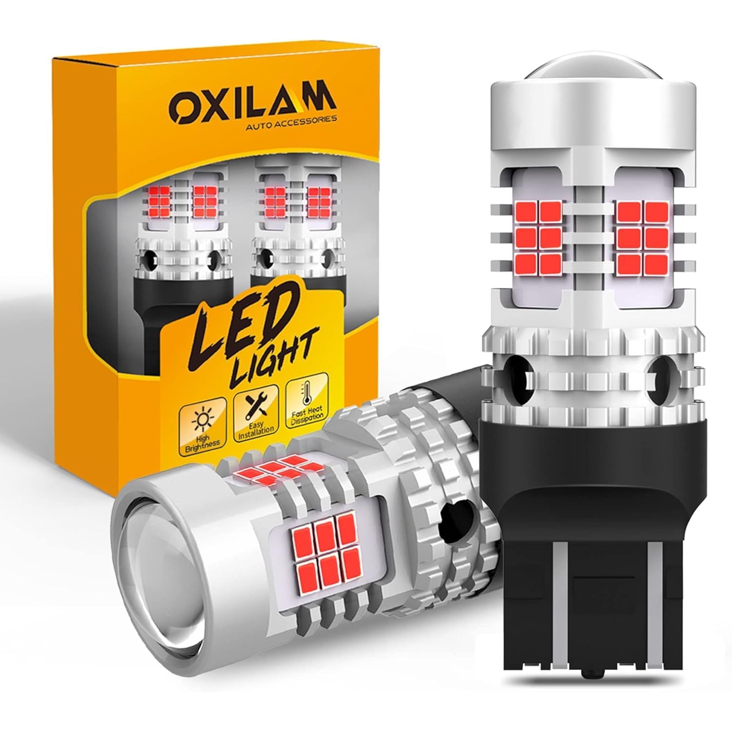 Buy now OXILAM Upgraded 912 921 LED Bulb Reverse Lights, Backup Light Bulbs for Car, 300% Higher Brightness 6000K White, Mini Size Non-polarity Canbus Error Free T15 906 W16W Bulb, Pack of 2 7443 Brilliant Red at indiglob india