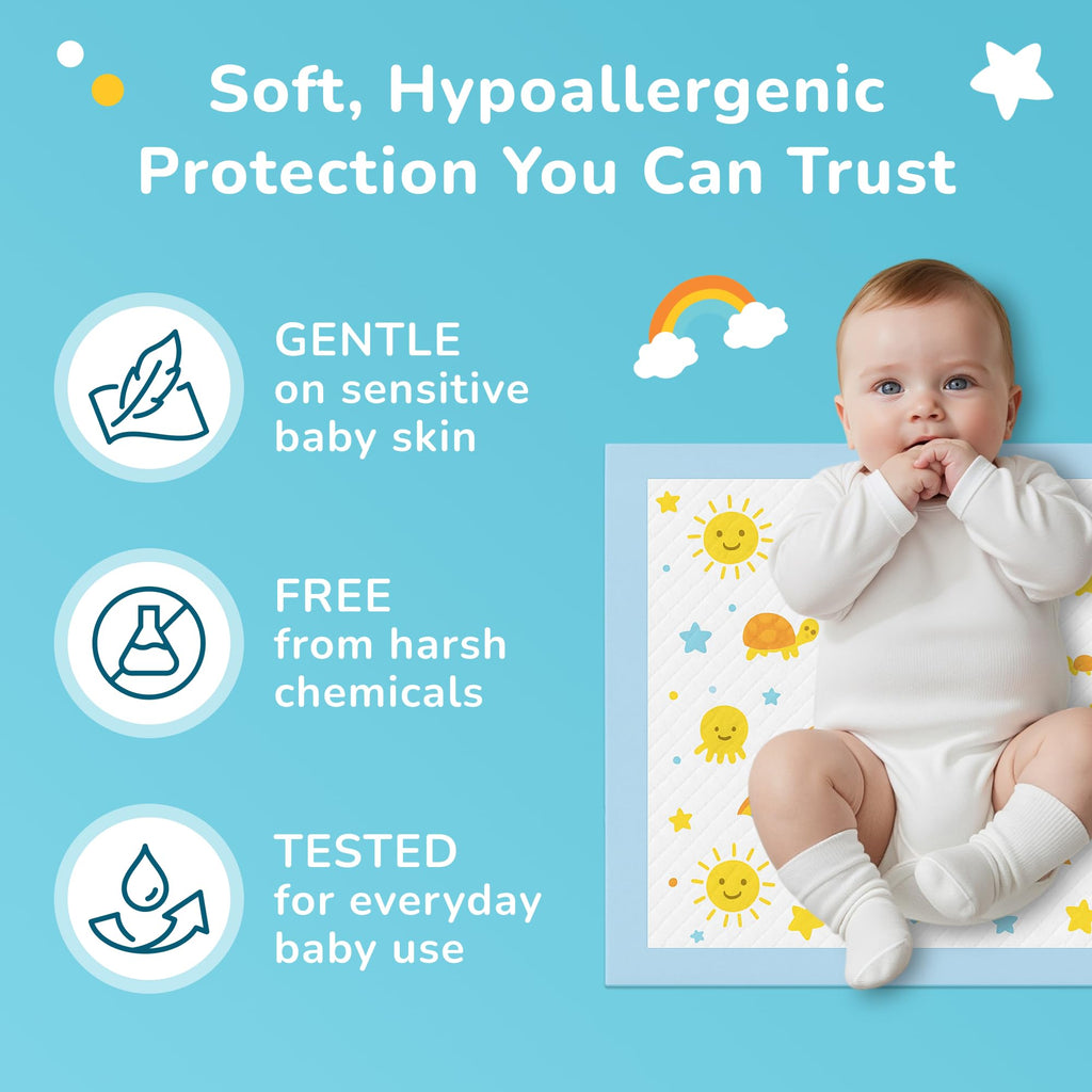 SunnyGuard Disposable Changing Pads for Baby 13 x 18 Inches, 50 Count