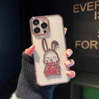 Buy now Compatible with iPhone 15 Pro Max Phone Case with Camera Lens Protector for Women Girls Luxury Electroplated Clear Glitter Quicksand Cute Cover for 15 ProMax (Rabbit Pink) at indiglob india