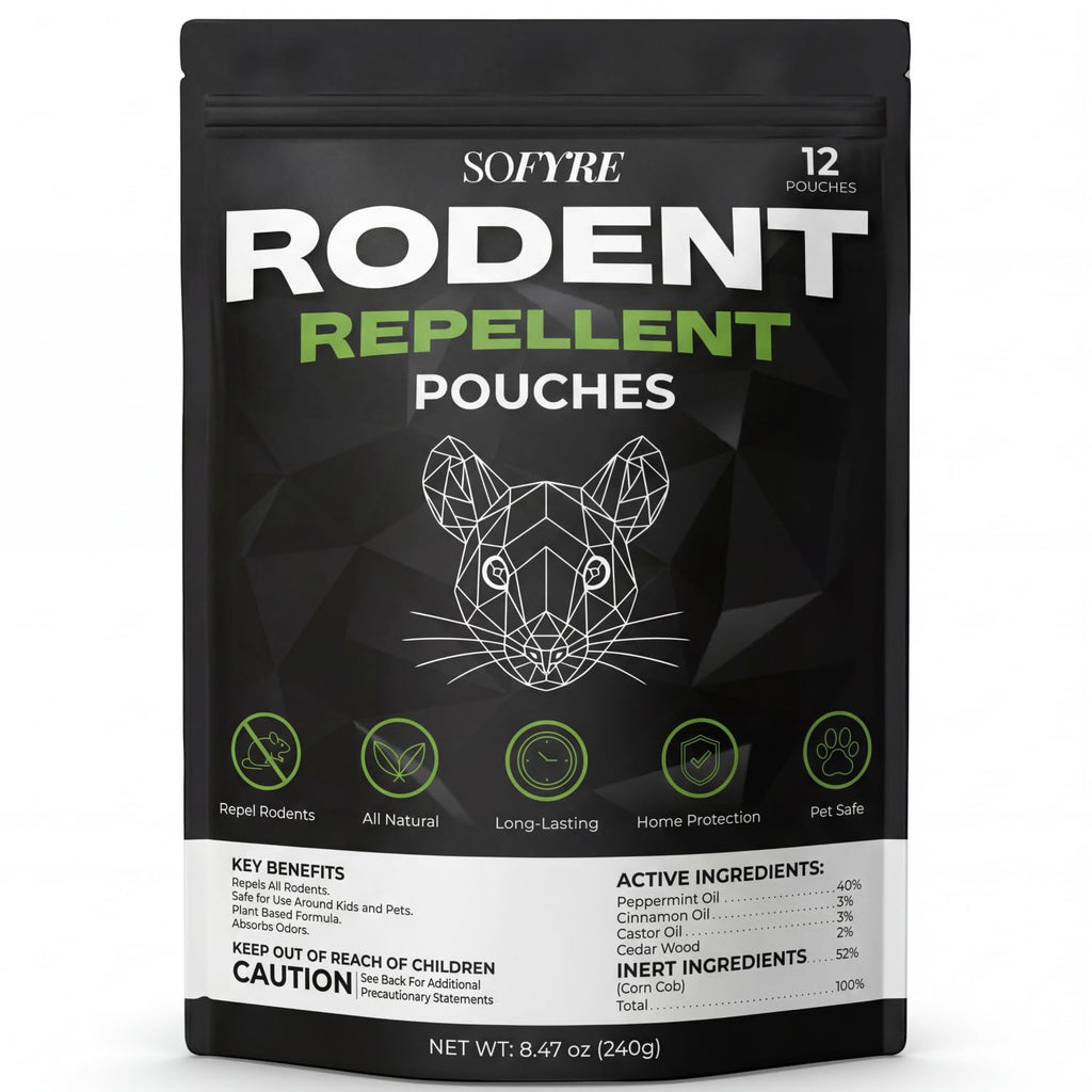 Rodent Repellent Pouches 12-Pack Mouse Repellent for Home RV Garage Car Basement, Mice Indoor & Outdoor Deterrent, Peppermint Cinnamon Cedarwood Rat Repellent, Plant-Based Natural Pest Control