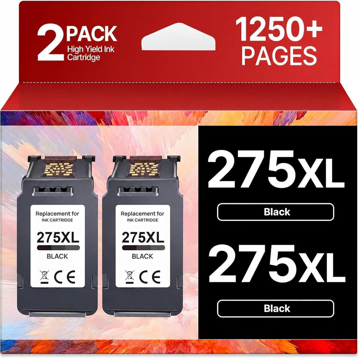 PG-275 Black Ink Cartridge Replacement for Canon 275 Black Ink Canon 275XL to Use with 275XL Ink Cartridege for Canon Printers PIXMA TR4720 TS3522 TR4700 TS3722 TS3500 TS3520 TS3720 TR4722 (2 Black)