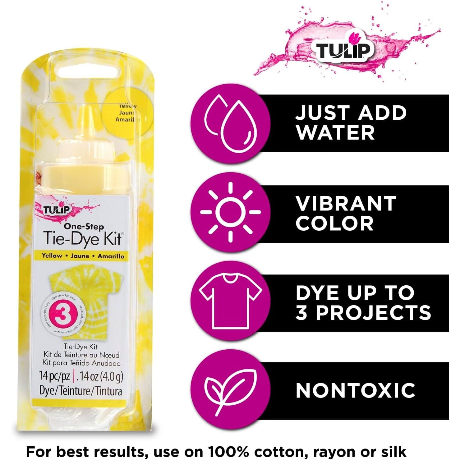 Buy now Tulip One-Step Tie-Dye Kit, Vibrant Colors for Fabric 4 fl oz, Yellow at indiglob india
