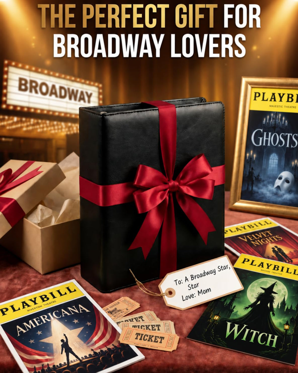 Playbill Binder with Sleeves, Broadway Showbill Organizer Gifts for Theater