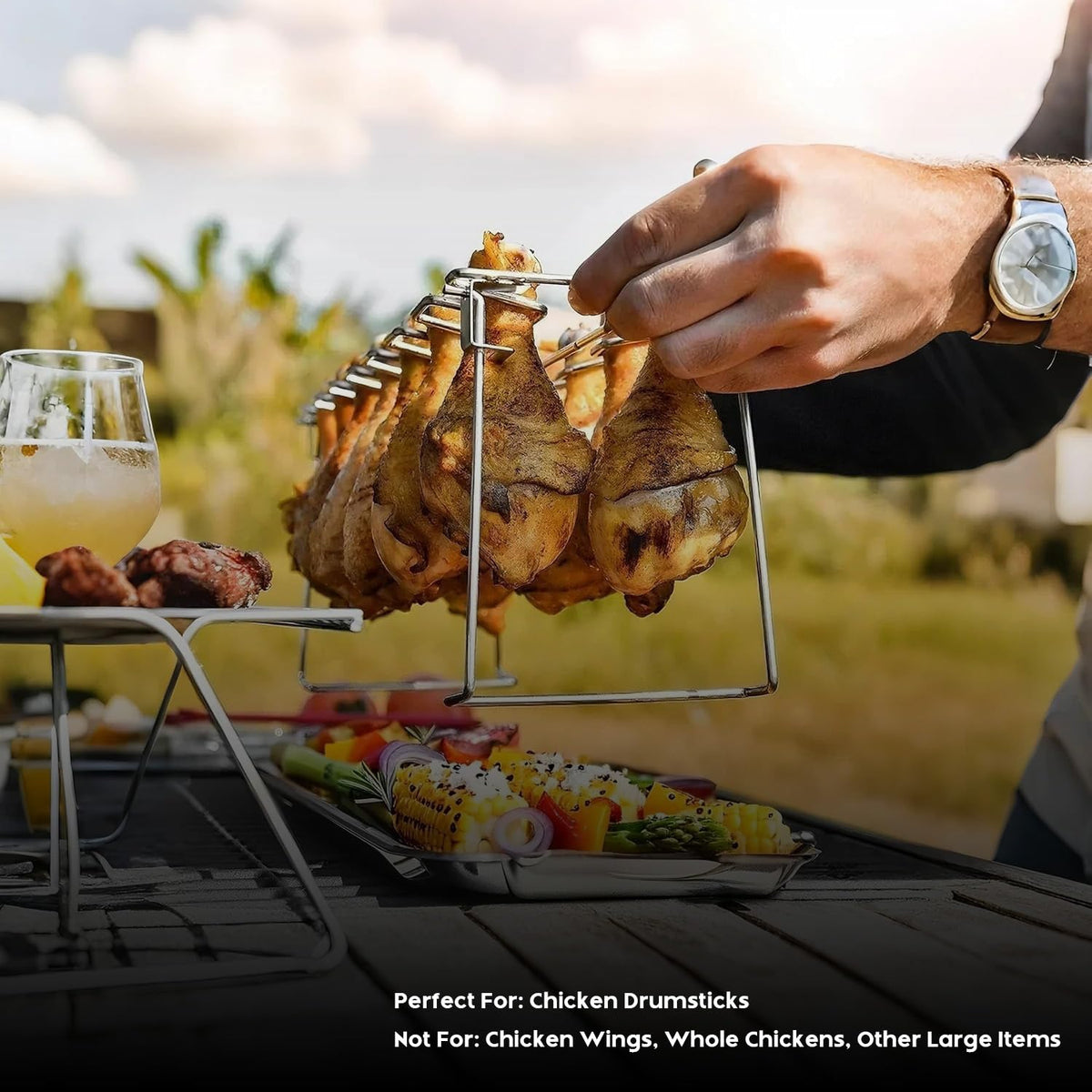 auisea Chicken Leg Rack for Grill 14 Slots - 2 Pcs Set for Smoker Oven BBQ