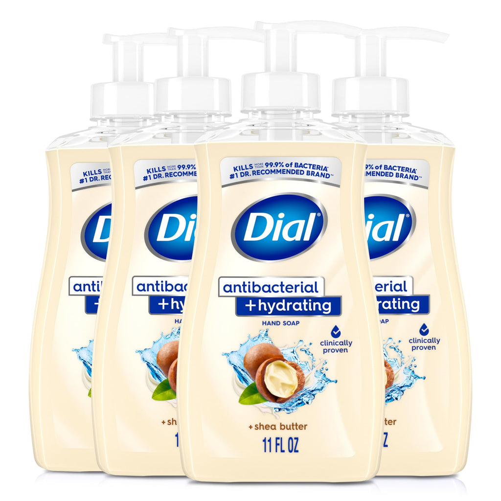 Dial Antibacterial Hydrating Liquid Hand Soap, Coconut Milk, 11oz, 4-Pack | Clinically Proven Moisturizing, Gentle for Frequent Use, No Sulfates, Parabens, Phthalates, #1 Doctor Recommended