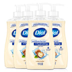 Dial Antibacterial Hydrating Liquid Hand Soap, Coconut Milk, 11oz, 4-Pack | Clinically Proven Moisturizing, Gentle for Frequent Use, No Sulfates, Parabens, Phthalates, #1 Doctor Recommended