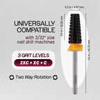 PANA 3/32" Shank 5-in-1 Nail Carbide Bit - (Triple Coarse - 2X Coarse Grit, DLC Black) - Two Way Rotate use for Both Left and Right Handed Fast remove Acrylic or Hard Gel