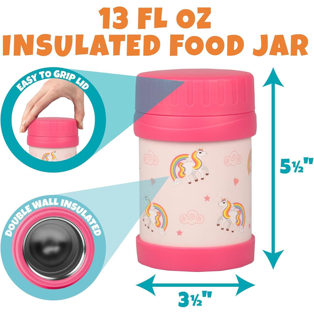 Buy now Bentology Kids Lunch Bag Set w Matching Reusable Food Jar & Hard Ice Pack- Unicorn- Insulated Tote, Stainless Steel thermos & Freezer Pack to Keeps Food Fresh for Hours- Back to School Lunch Box Kits at indiglob india