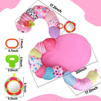2 in 1 Baby Tummy Time Mat & Support Seated Pillow Infant Newborn Toys 0 1 2 3 4 5 6 Months Pink Caterpillar Sensory Developmental Playmat 0-6 3-6 12 Month Mirror Babies Girls Shower Gifts Essentials