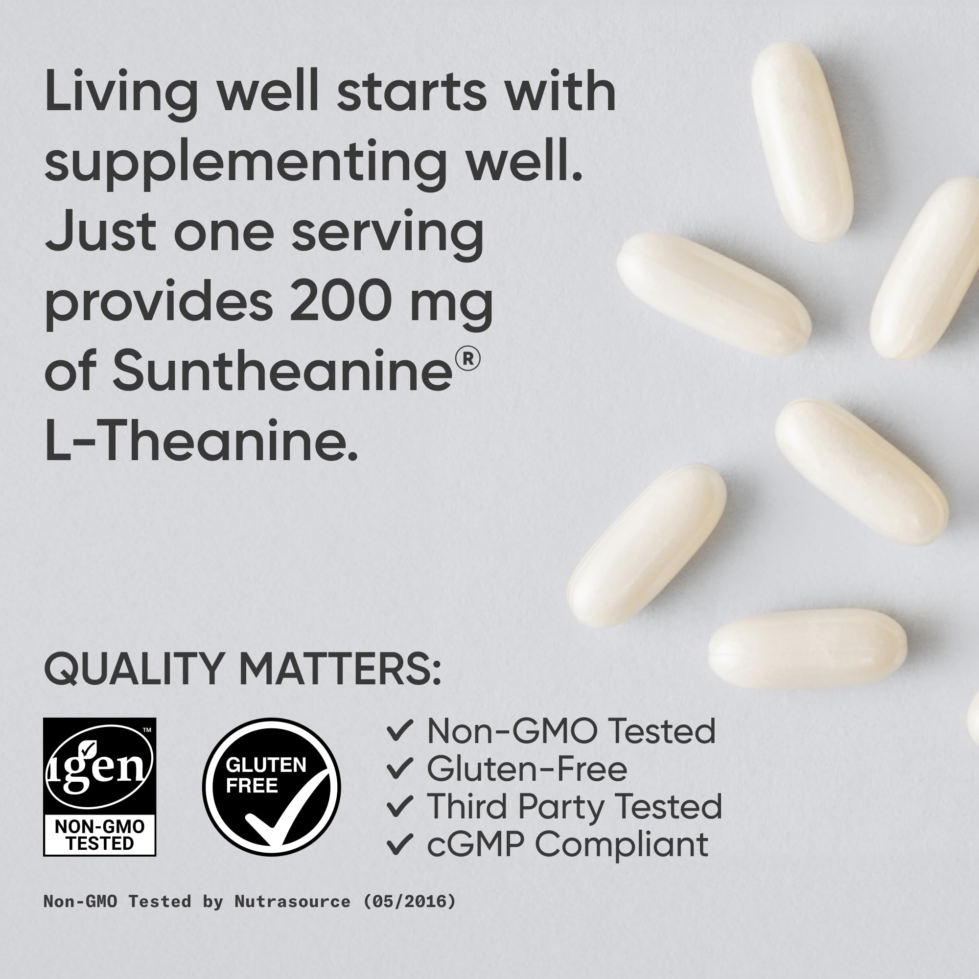 Sports Research® L-Theanine 200mg with Suntheanine®, 60 Softgels | Double Strength Relaxation, Focus & Mood Support - Made w/ Organic Coconut Oil | Non-GMO, Gluten-Free, 60 Servings