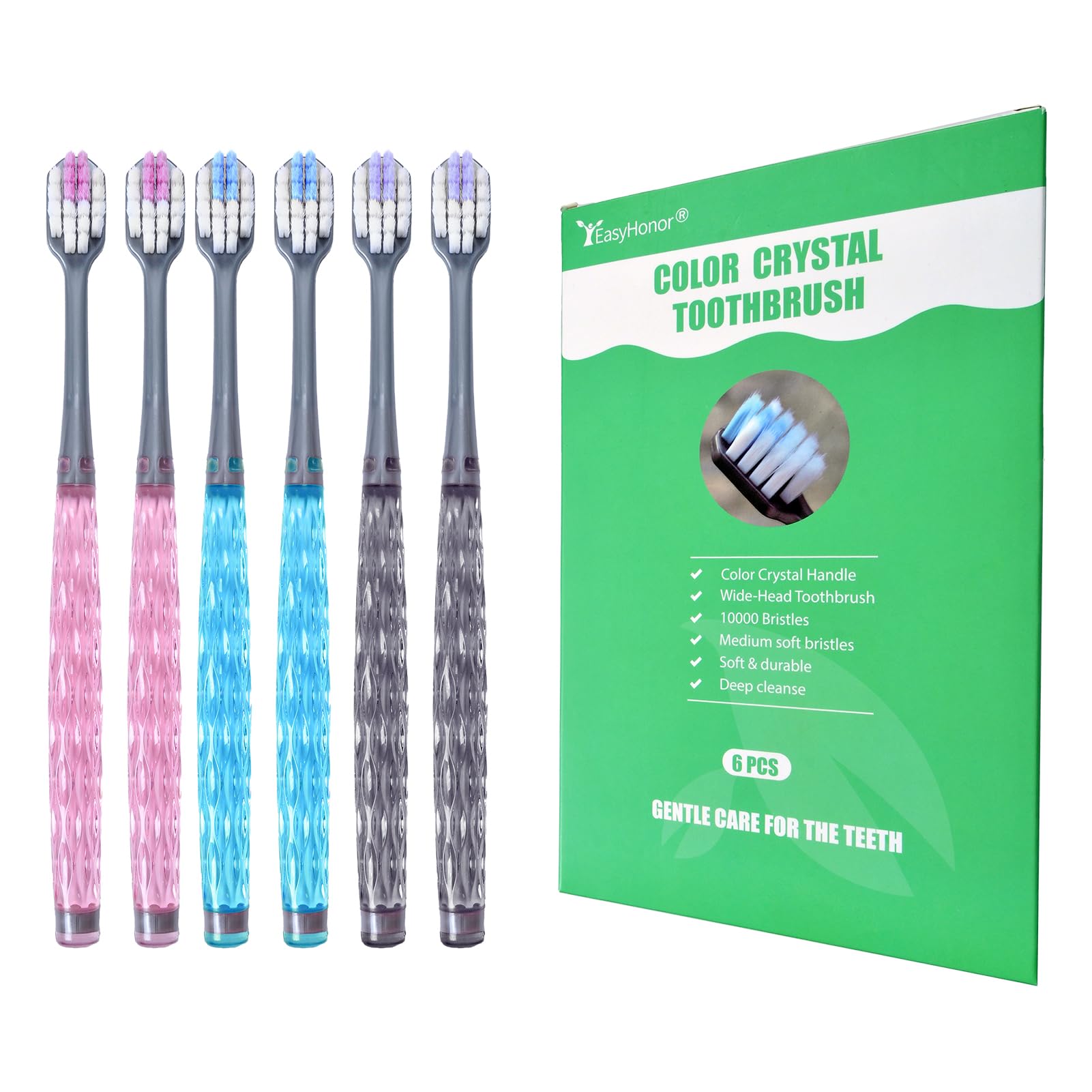 Buy now EasyHonor Extra Toothbrush for Sensitive Gums, Micro Fur Manual Toothbrush with 20000 Soft Floss Bristle for Pregnant Women, Elderly, Braces and Gum Recessions, Protect Fragile Gums (6 Pack) Crystal Soft Toothbrush 6pcs at indiglob india