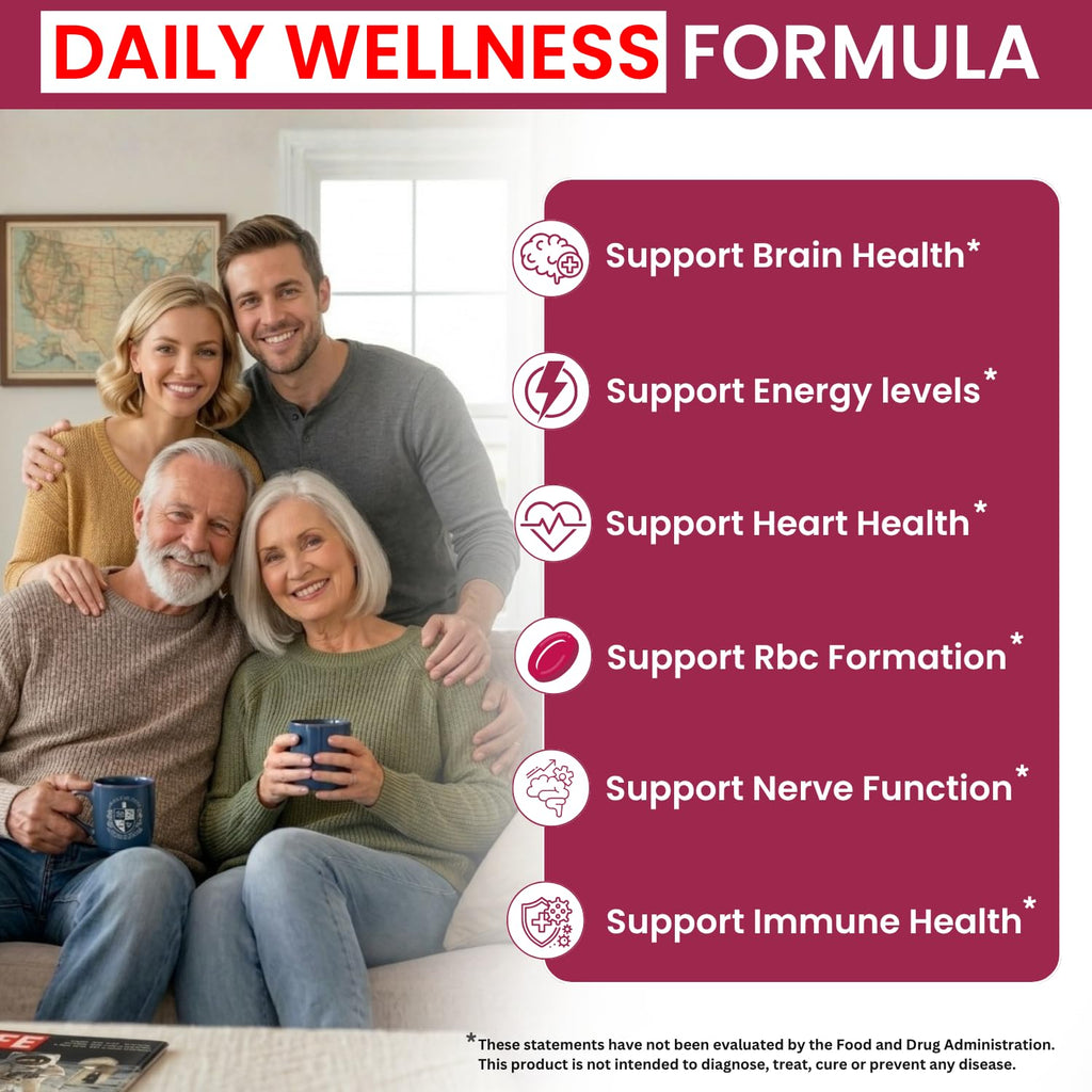 Vitamin B12 with Hyaluronic Acid and Collagen - 25000 mcg B12 Complex, 60Ct | Maximize Absorption & Energy - Folate, B1, B2, B3, B6, B7, B12 Vitamins 5000 mcg Methylcobalamin - Gluten Free