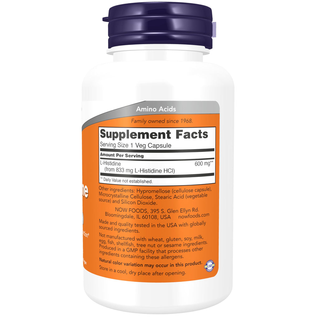 Buy now Now Supplements, L-Histidine 600 mg, Essential Amino Acid, Critical for Normal Brain Function*, Immune System Support*, 60 Veg Capsules at indiglob india