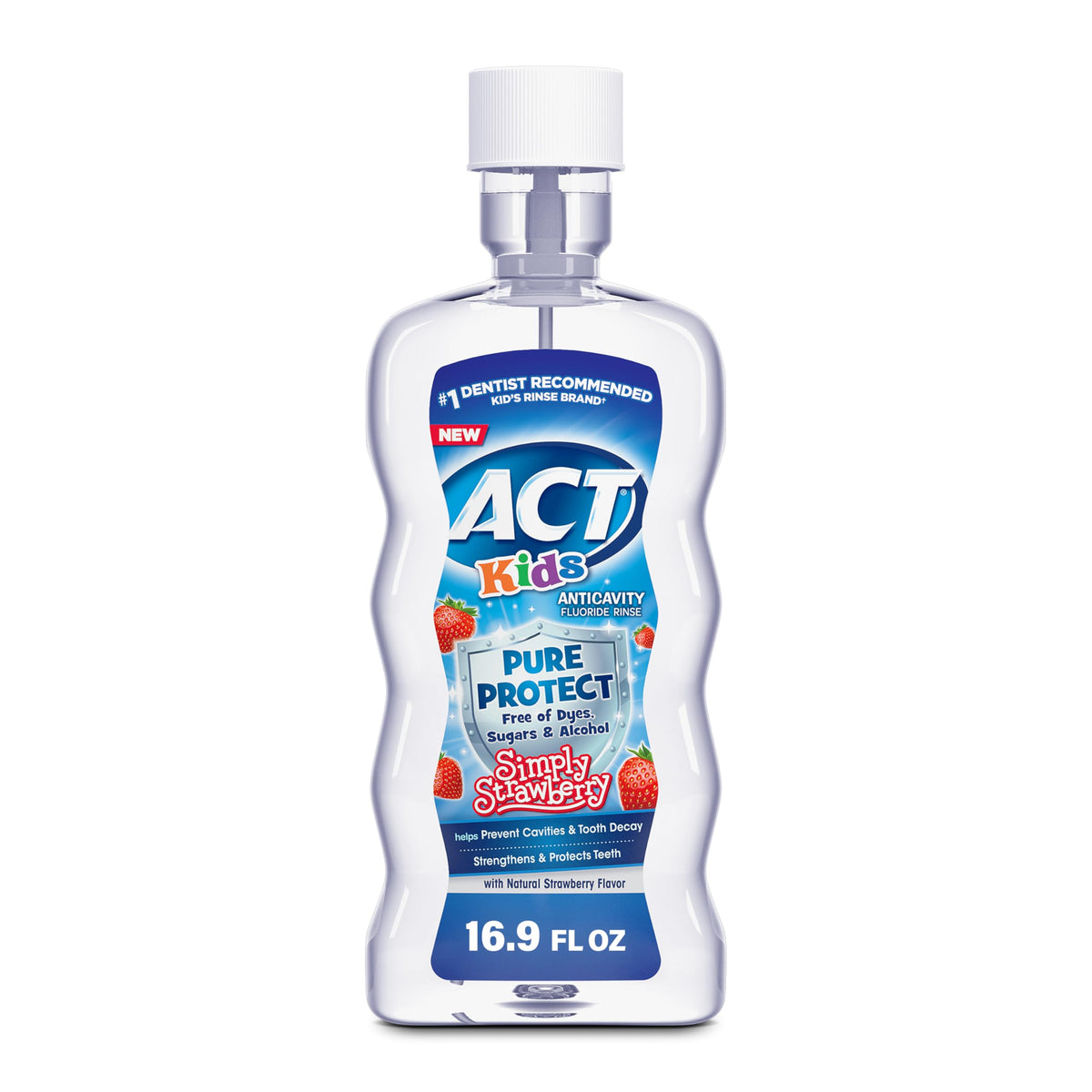 ACT Kids Pure Protect Anticavity Mouthwash, Simply Strawberry, 16.9 fl. oz.