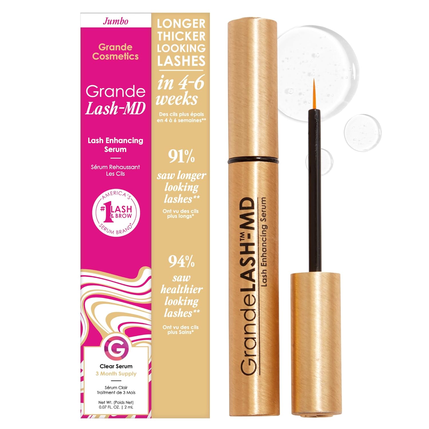 Buy now Grande Cosmetics GrandeLASH-MD Lash Enhancing Serum - Peptide & Vitamin Infused Formula for Longer, Thicker, Fuller Looking Lashes - Ophthalmologist Tested, Cruelty-Free 4mL, 6-month supply at indiglob india