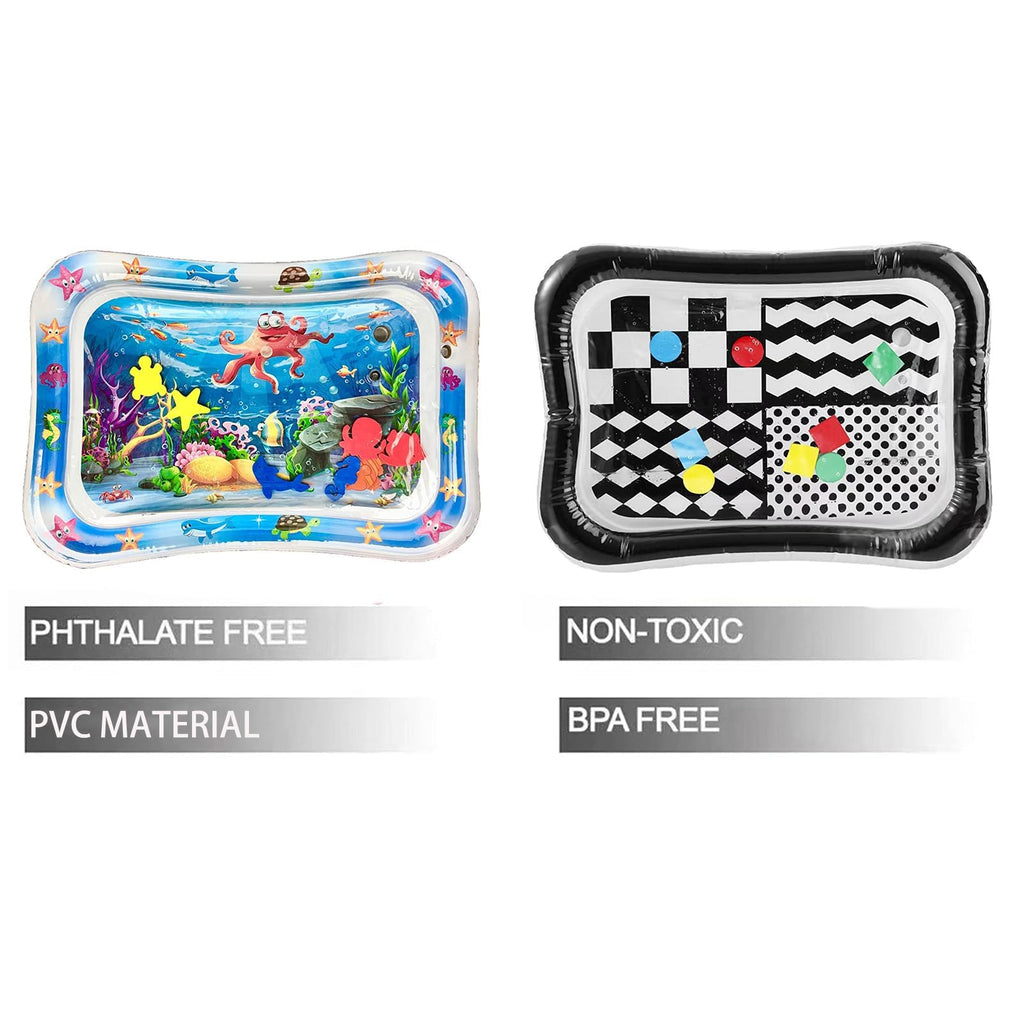 PandaEar 2 Pack Baby Tummy Time Water Mat, Inflatable Water Play Mat Toys