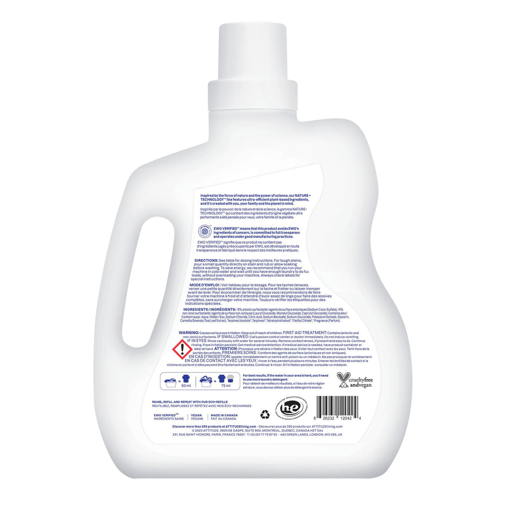 ATTITUDE Liquid Laundry Detergent, EWG Verified, Citrus Zest, 40 Loads