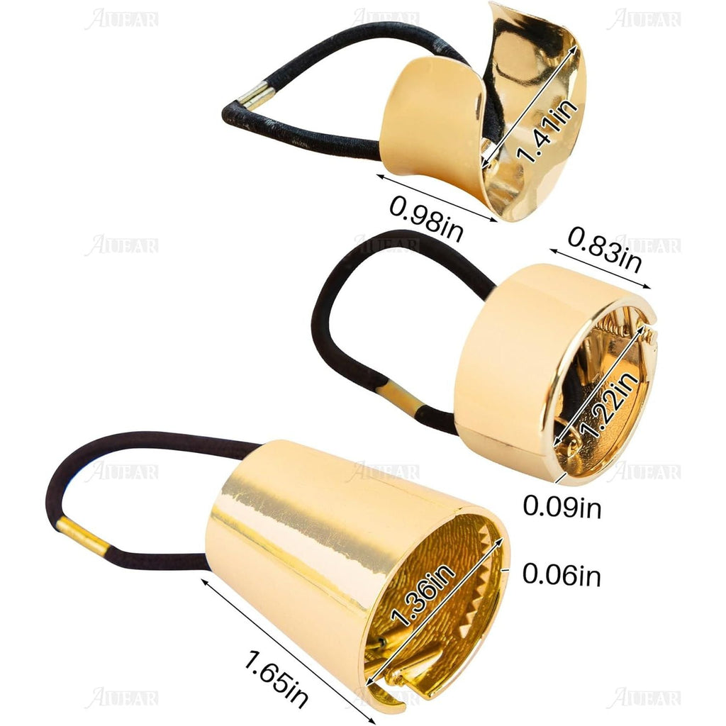 Buy now AUEAR, Brushed Metal Expandable Hair Cuff Ponytail Holder Elastic Tie for Women Girls Thick Rings Set (3 Pcs, Style 3) at indiglob india
