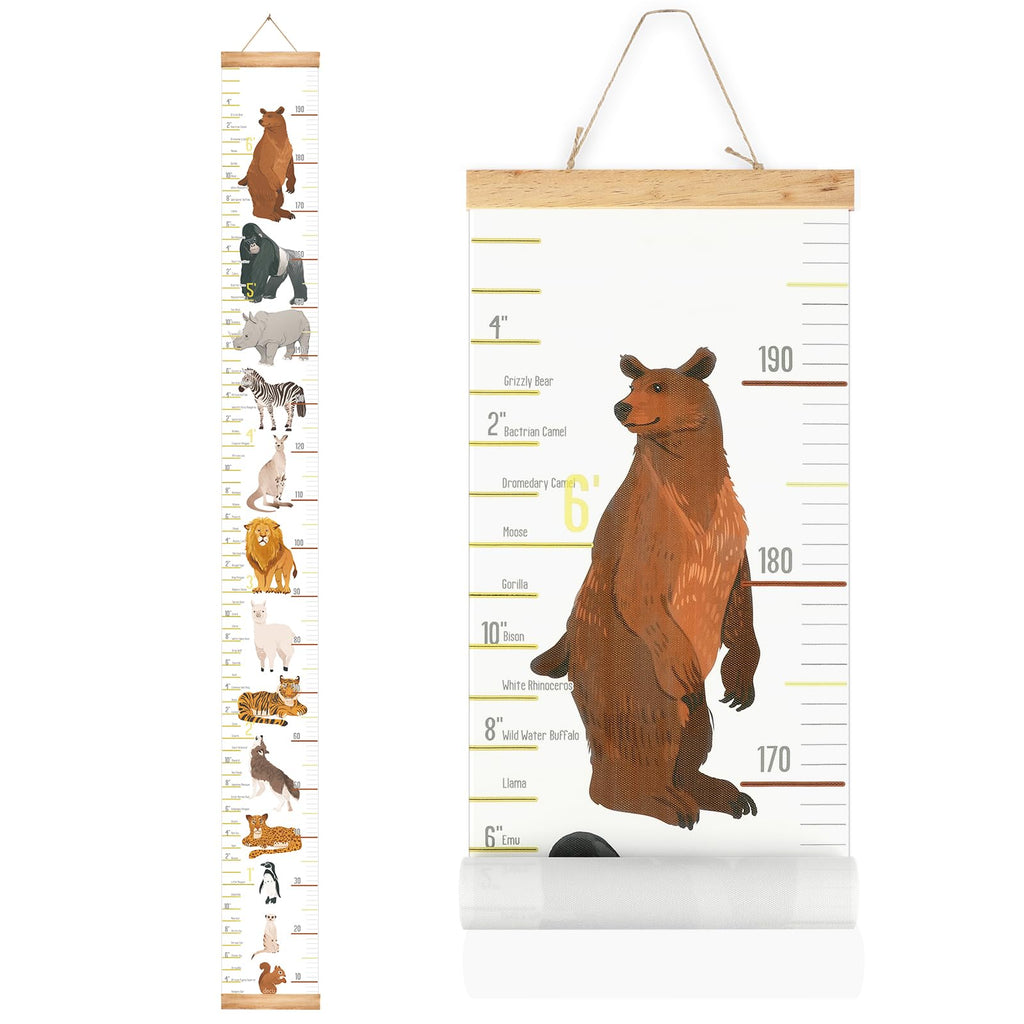 Buy now Mibote Baby Growth Height Chart Handing Ruler Wall Decor for Kids, Canvas Removable Height Growth Chart 79" x 7.9" (Black & White) at indiglob india