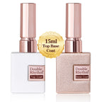 Double Rhythm 0.5Oz No Wipe Clear Gel Top Coat Base Coat Hema and Tpo Free 2 Pcs 15ML Gel Polish Manicure DIY Home Salon (Top Coat Base Coat)