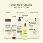 Buy now Aveeno Daily Moisturizing Body Lotion with Soothing Prebiotic Oat, Gentle Lotion Nourishes Dry Skin With Moisture, Paraben-, Dye- & Fragrance-Free, Non-Greasy & Non-Comedogenic, 12 fl. Oz at indiglob india