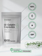 Empty Capsules Size 00 | 1000 Clear Gelatin Capsules | Resealable Bag | Non-GMO, Gluten Free | By Horbaach