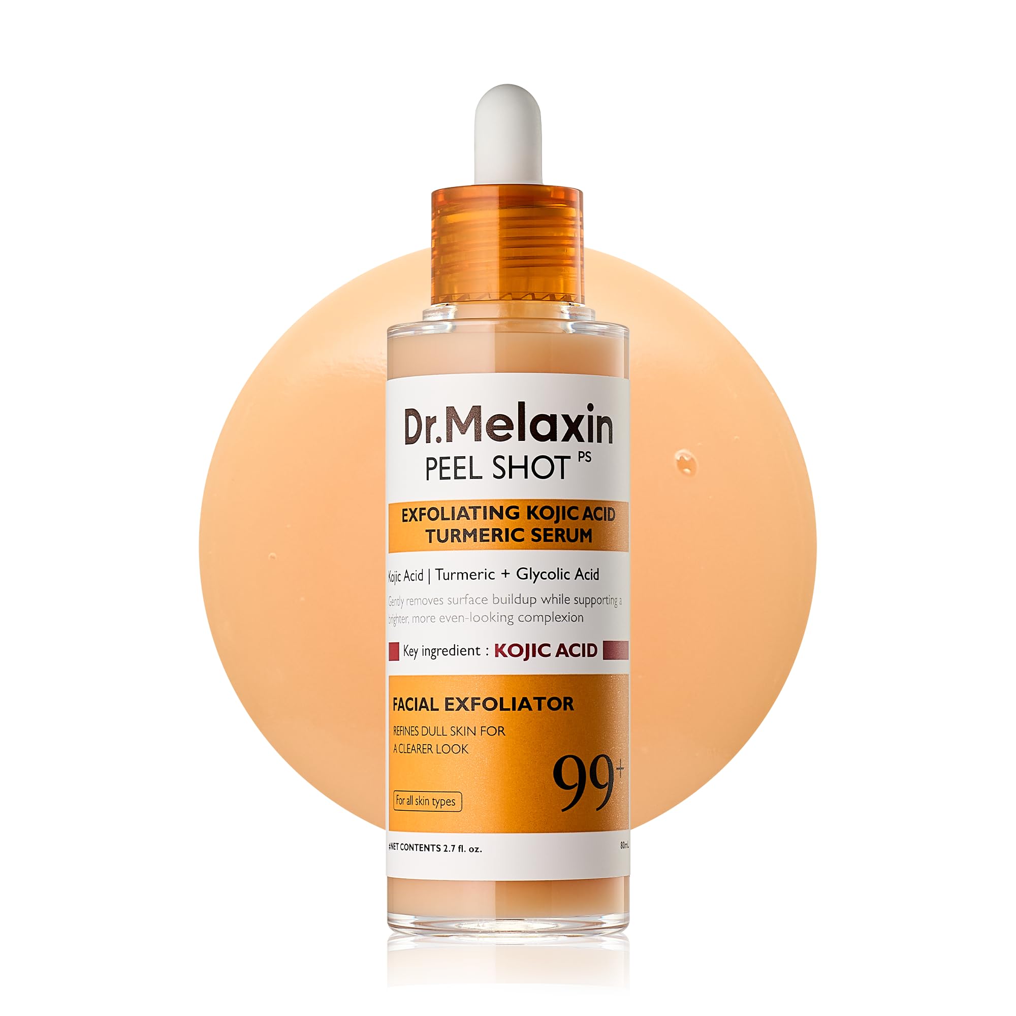 Dr.Melaxin Peel Shot Black Rice Exfoliating Ampoule, Face Exfoliator with AHA BHA Niacinamide Rice Bran Water, Blackhead Remover, Pore Minimizer, Brightening Glass Skin Serum, Korean Skin Care, 2.7 oz