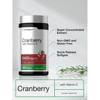 Horbäach Cranberry Pills for Women and Men | 200 Softgels | Extract Supplement with Vitamin C | Non-GMO, Gluten Free