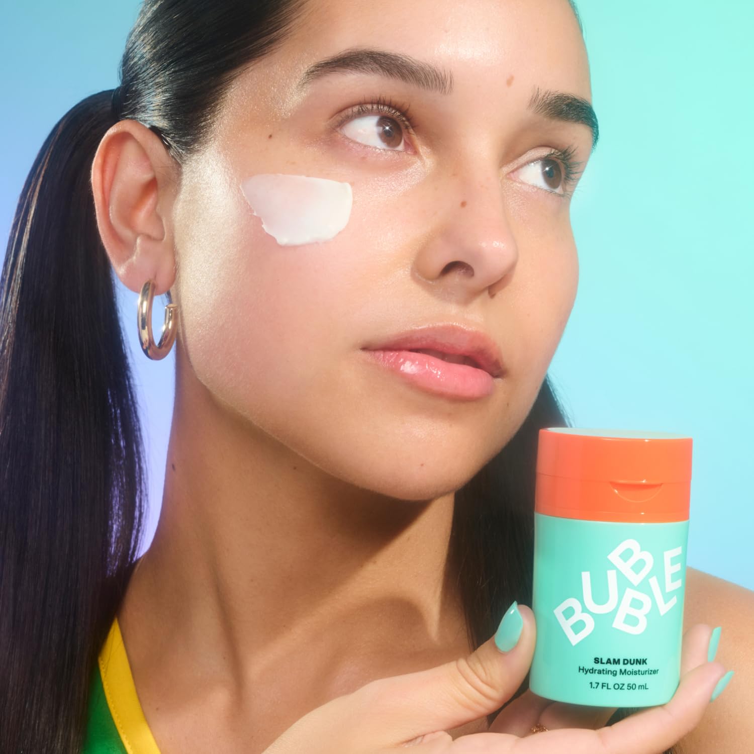 Bubble Skincare Slam Dunk Hydrating Face Moisturizer - Travel Size Lightweight Face Lotion with Vitamin E + Aloe Vera - Daily Facial Moisturizer for Normal + Dry Skin with Blue Light Protection (50ml)