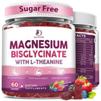 Magnesium Bisglycinate Chelate Gummies, 400 mg High Absorption Magnesium Bisglycinate with L-theanine Supplement for Women and Men, Calm, Sleep, Muscle, Bone Support, Sugar Free, Vegan, 60 Day Supply