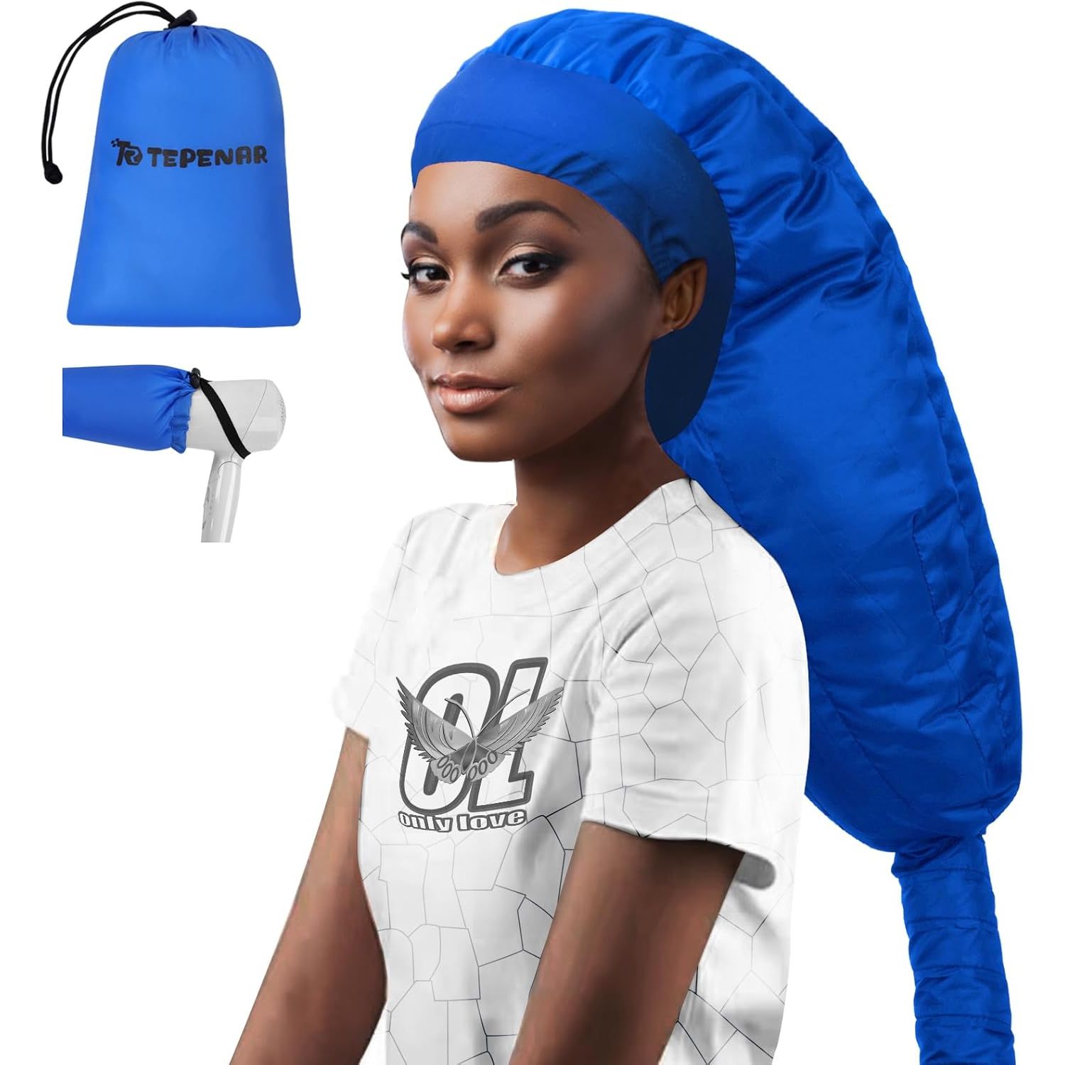Buy now Bonnet Hair Dryer Attachment, Large - Black, Upgraded Soft Adjustable for Hand Held Hair Dryer, Fast Drying, Ideal for Natural Curly Textured Hair Care and Speeds Up Drying Time at Home Extra Large - Blue at indiglob india