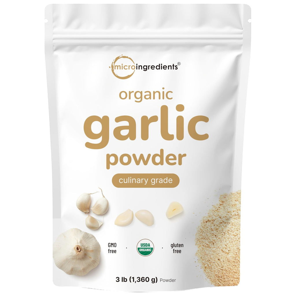Organic Garlic Powder, 3 lb | Premium Raw Allium Sativum Bulb | Pungent & Savory Flavor | Great for Meats, Vegetables & Spice Mixes | Additive Free, Non-GMO, Bulk Supply