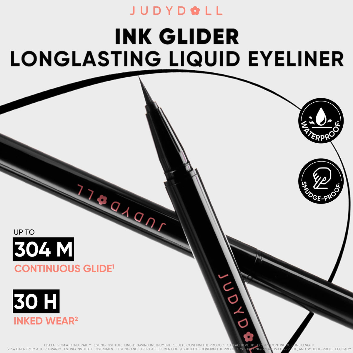 JUDYDOLL Intense Black Liquid Eyeliner - Black Liquid Liner, Waterproof, Smudge-proof, Long lasting, Easy Glide & Ultra-fine Brush Tip, Skip-free Lining, Ideal for Cat Eyes & Wings, Beginner Friendly