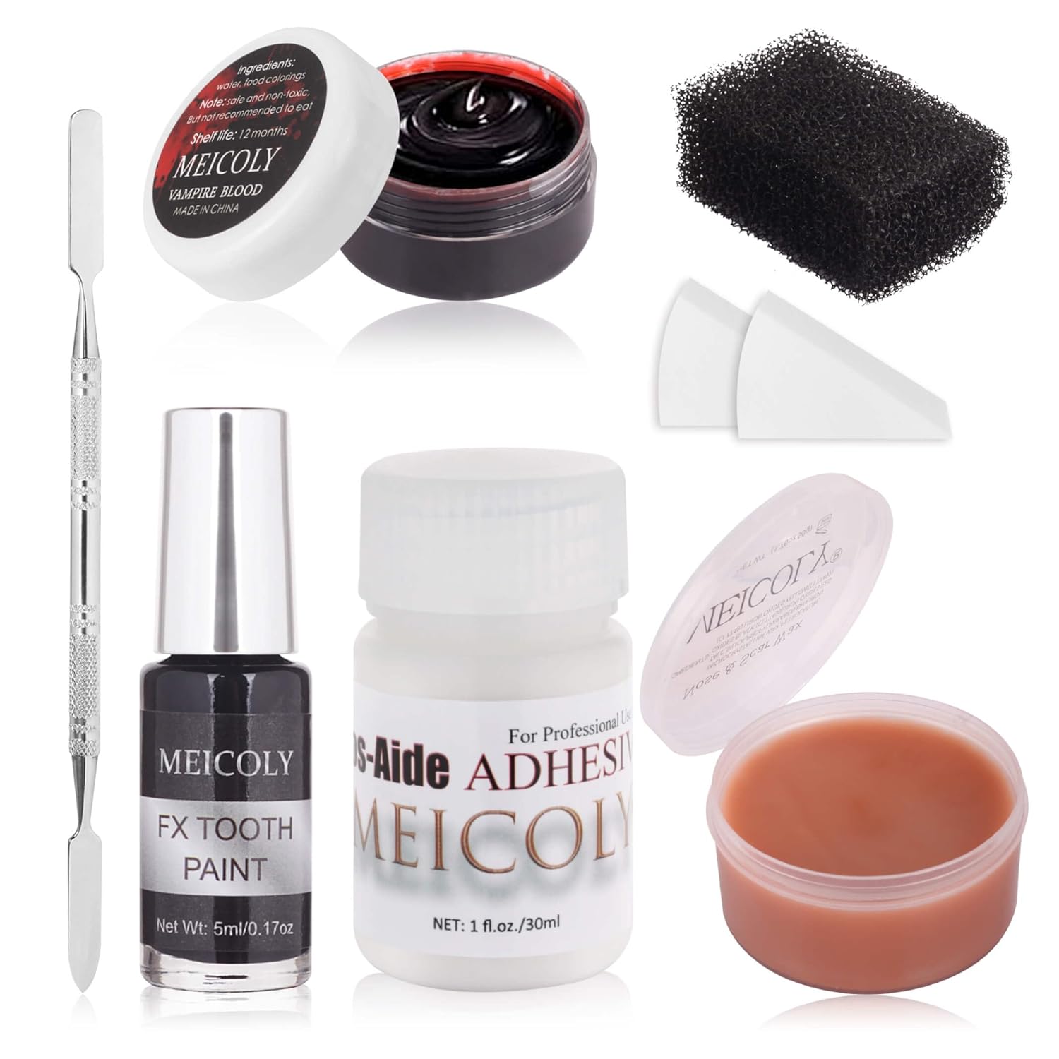 Buy now MEICOLY 3pcs SFX Special Effects Makeup Kit - Fake Nose Putty, Scar Wax, Fake Blood Scab Gel, Dark 7pcs Halloween makeup kit at indiglob india