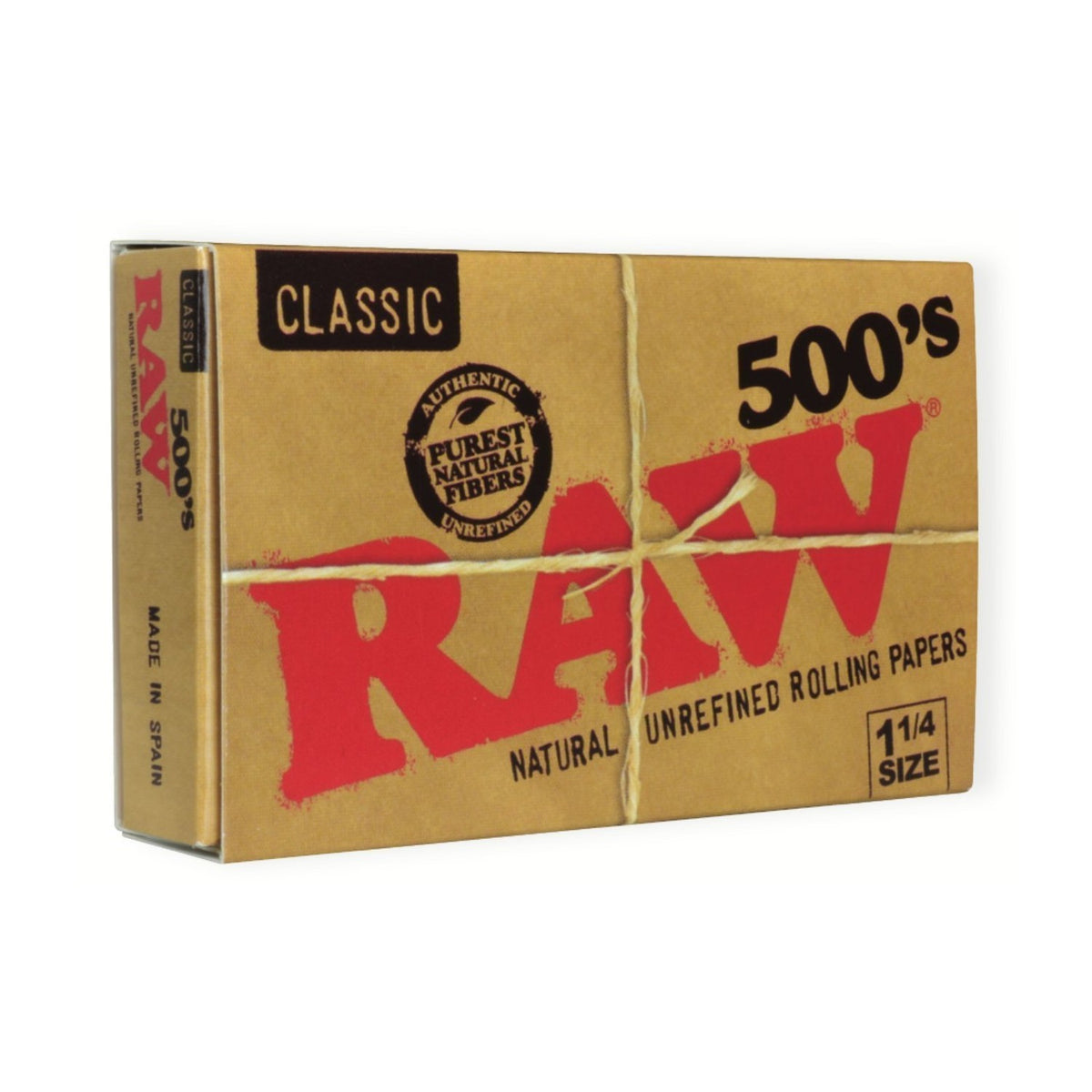RAW 500's Classic Natural Unrefined Rolling Paper 1 1/4 79mm Size (1 Pack)