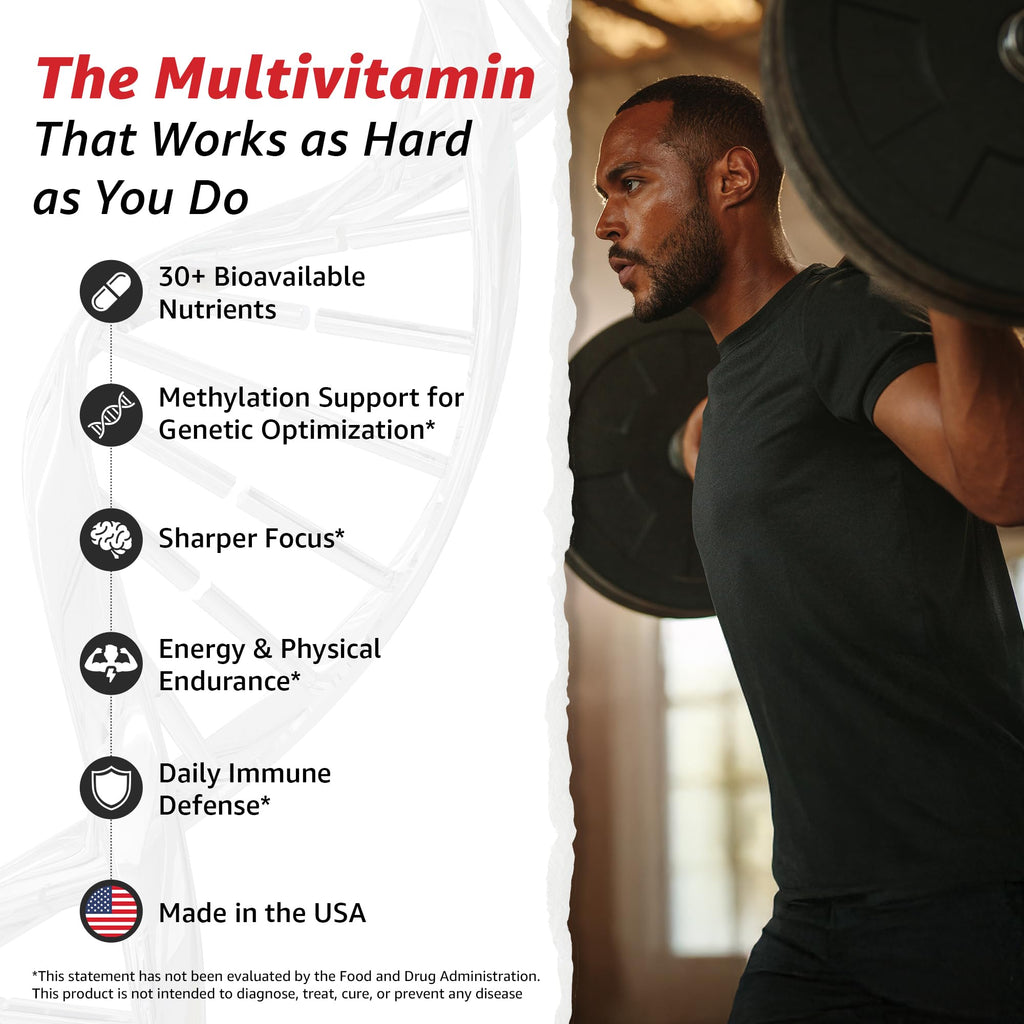 10X Health Methylated Multivitamin - 90 Capsules | Mthfr Supplement: 34-in-1 Formula, 800mcg B12, 5-MTHF & NAC, Methyl B Complex, Non-GMO