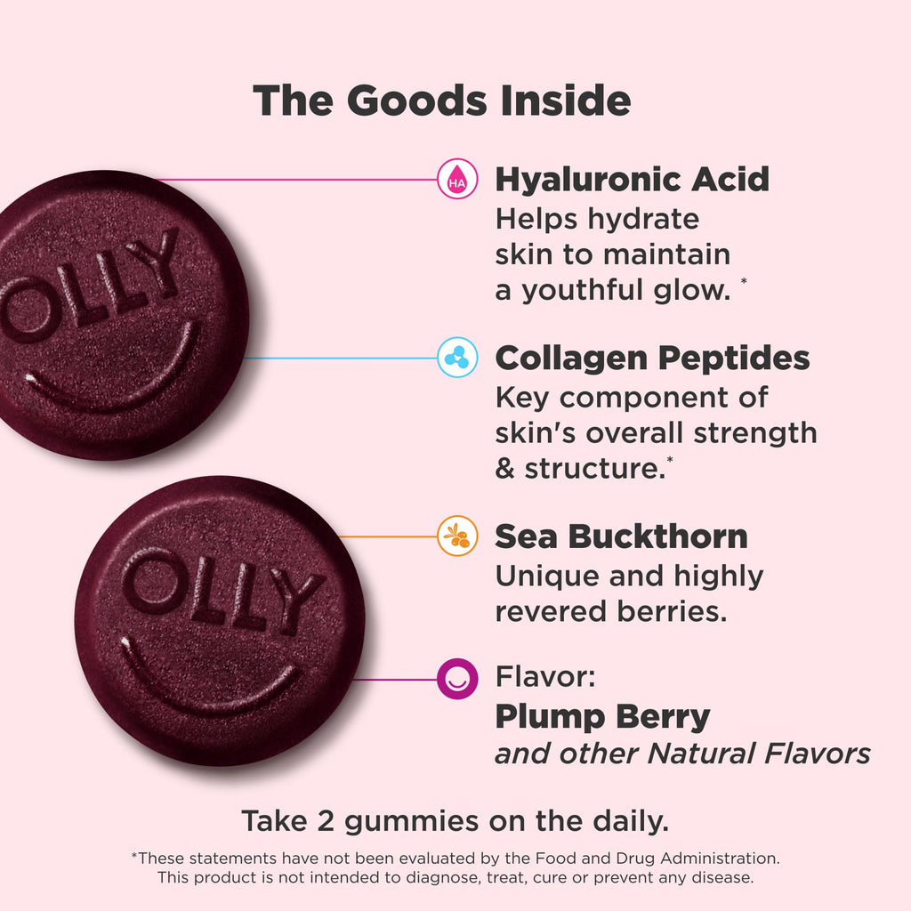 OLLY Glowing Skin, Hydrated & Youthful Skin*, Hyaluronic Acid - 50 Count