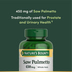 Buy now Nature's Bounty Saw Palmetto Support for Prostate and Urinary Health, Herbal Health Supplement, 450mg, 250 Capsules at indiglob india